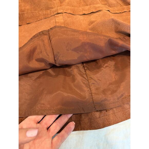 G III Leather Suede Fashions Vintage A-Line Midi Skirt Brown Women's Large - Picture 9 of 11